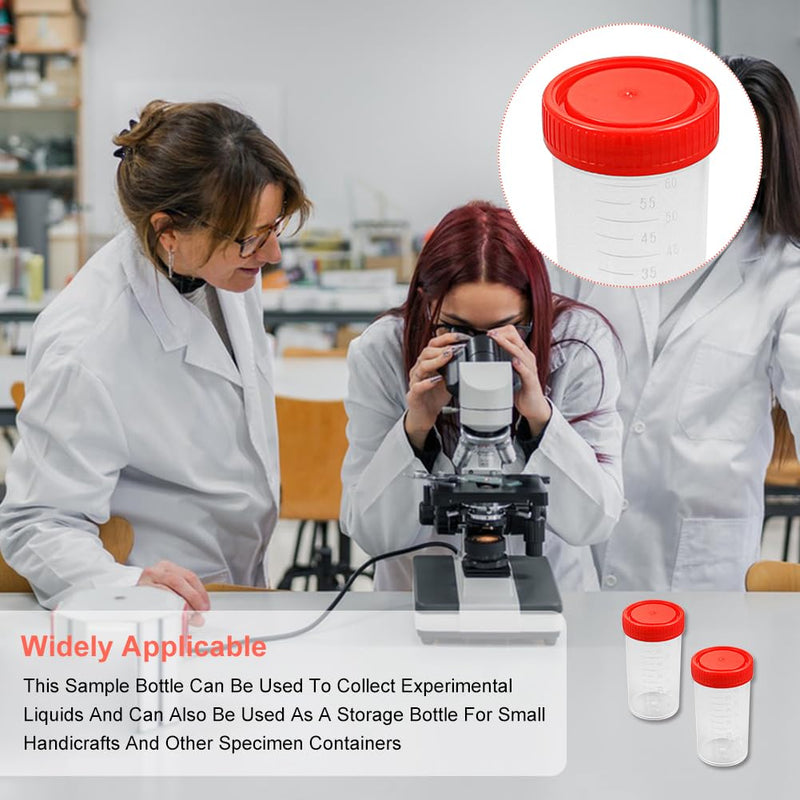 Urine Cup Sample Cup, Pack of 10 Rin Cups with Screw Lid Sample Cup, 60 ml Urine Sample Cup, Screw-On Lid Container, Urine Sample Cup, for Experiments, Storage 10Stück red