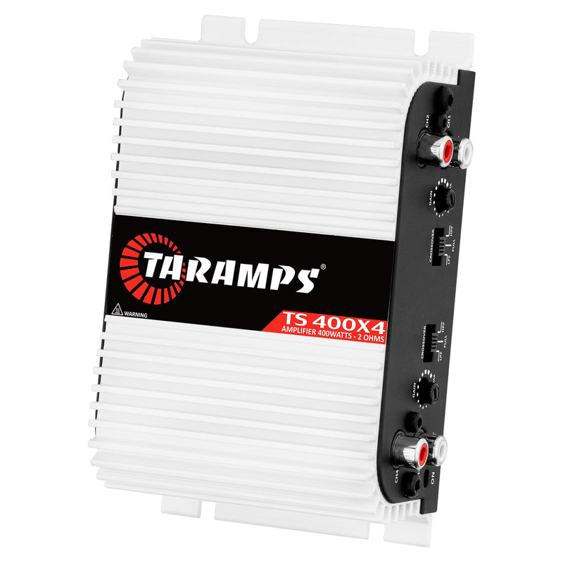Taramps TS 400x4 400 watts RMS 4 Channels Full Range Car Audio Amplifier, 2 Bridged Channels, RCA Input Class D, Output Power, Multichannel Amplifier System, Small - TS400X4 | Bridgeable outputs, built-in HPF/LPF crossovers and RCA inputs provide flexi...