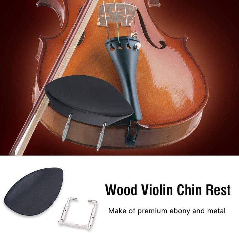 4/4 Full Size Violin Accessories Kit Bridge, Tailpiece, Tuning Pegs, Tunners, Endpin, Tailgut, String and Chin Rest 1 Set Violin Parts & Accessories Ebony