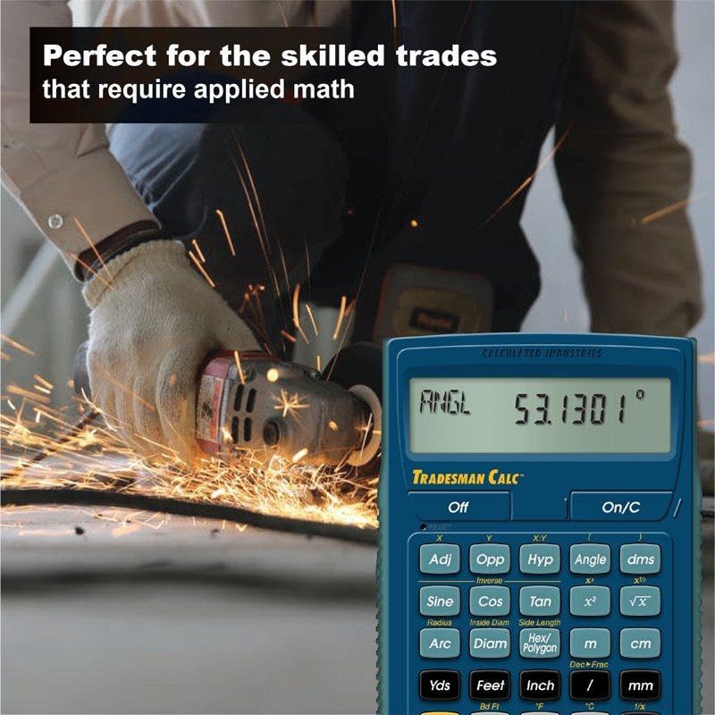 Calculated Industries 4400 TradesmanCalc Technical Trades Dimensional Trigonometry and Geometry Math and Conversion Calculator Tool for Tech Students, Welders, Metal Fabricators, Engineers, Draftsmen Small | Technical Trades, Dimensional Trigonometry a...