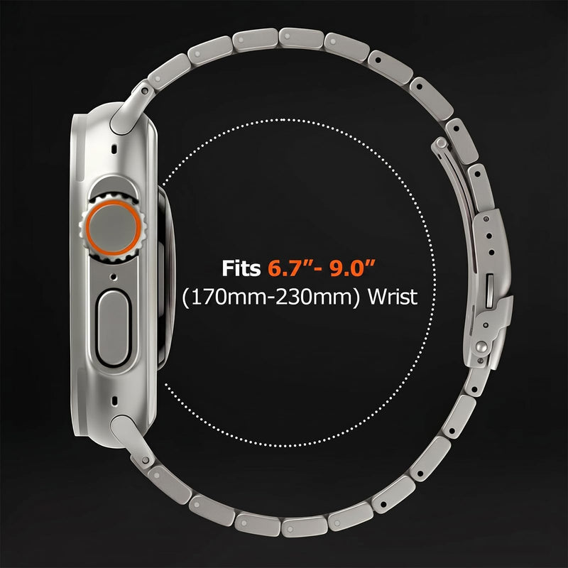 MOLOSLEEVE Titanium Band for Apple Watch Ultra 3/2/1, Wider Body 26mm with Secure Clasp, No-Gap Fit, Lightweight Natural Titanium Orange 49mm