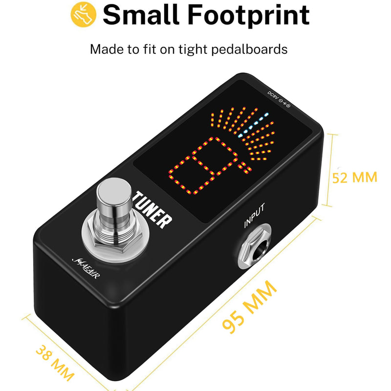 [AUSTRALIA] - Deluxe Chromatic Tuner Pedal,Large Screen High Precision ±0.1% Accuracy,Display Leads Clear Results of Tuning for Electric Guitar and Bass Deluxe Tune Black 