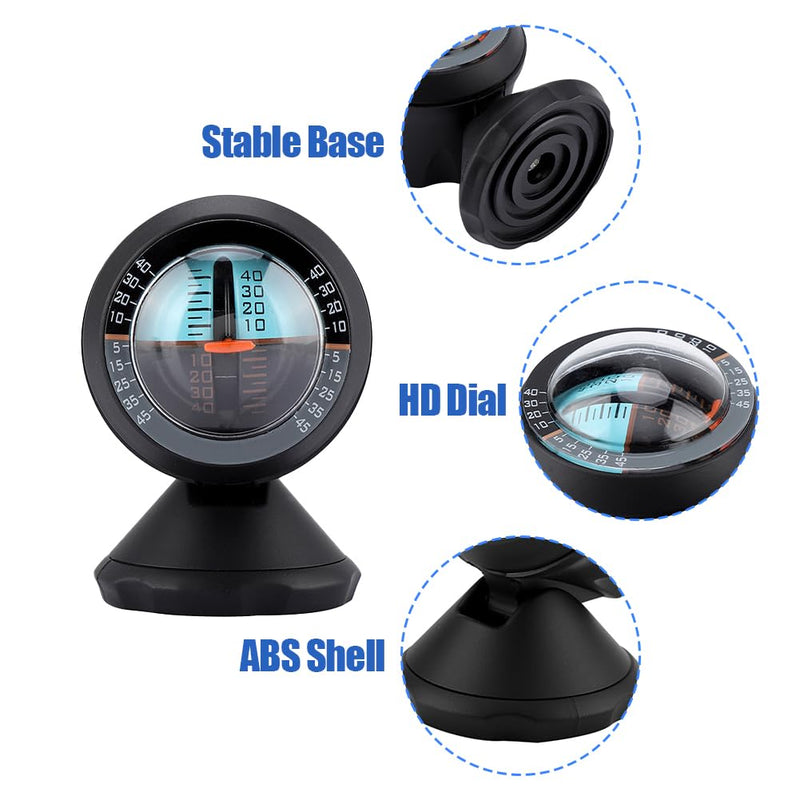 Leopacat Car Inclinometer Level, 360 Degree Rotating Compass Automotive Slope Indicator Meter Levels Tilt Gauge Balancer High Sensitivity Measure Road Safety Outdoor Instrument with Adhesive