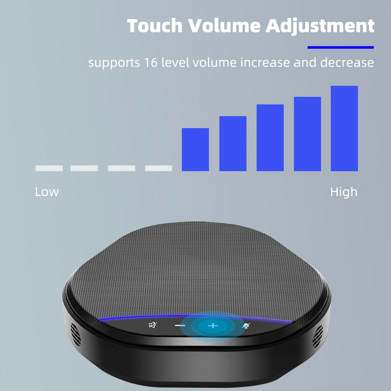 Conference Speaker and Microphone, USB Speakerphone Built-in AI Noise Reduction Mic, 360° Voice Pickup Echo Cancellation Conference Microphone with 5W Speaker and Touch Control Mute