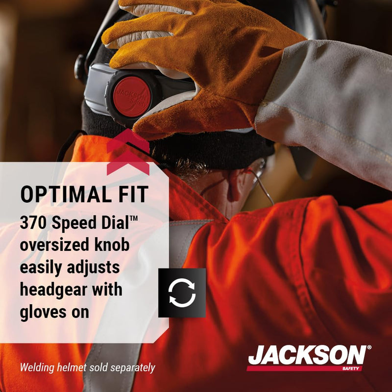 Jackson Safety 370 Speed Dial Replacement Ratcheting Headgear for Welding Helmets - Oversized Adjuster, Adjustable Sliders, Hood Locks Up/Down, Rear Swivel Headband, Washable Sweatband - Made in USA