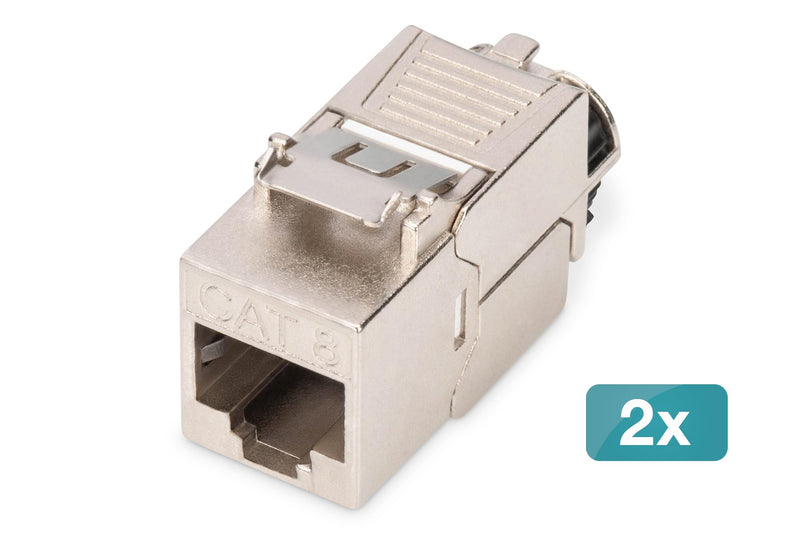 DIGITUS DN-93816 - Cat 8.1 Keystone Module - 2 Pack - RJ45 Network Socket Cat8 Shielded - 2000 MHz - 25GBase-T & 40GBase-T - 25Gbps & 40Gbps - AWG 26/7 to AWG 22/1 - Assembly 2 Stück