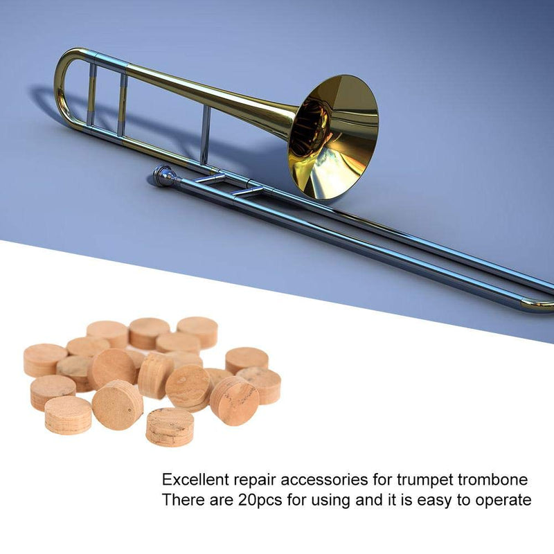 20Pcs 9.5mm Trumpet Cork Pads Trombone Repairing Cork Pads Trumpet Spit Valve Musical Instrument Accessories