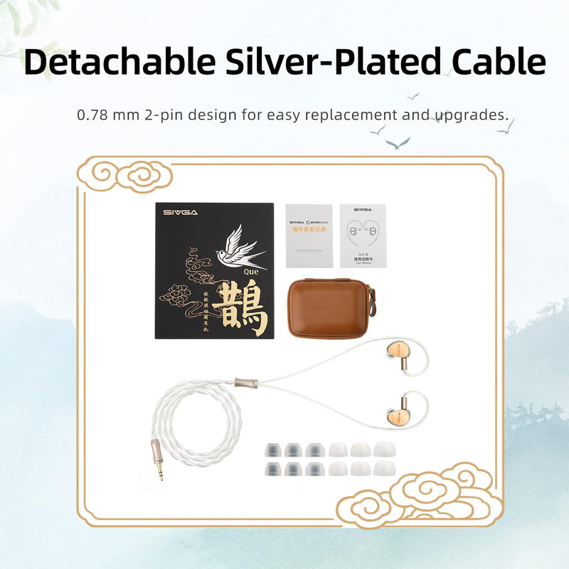 SIVGA Que Plated Beryllium Dynamic Diaphragm Wired Earbuds QUE | 10mm magnet dynamic driver, zinc alloy housing deliver pure, hi-fi sound quality SIVGA QUE