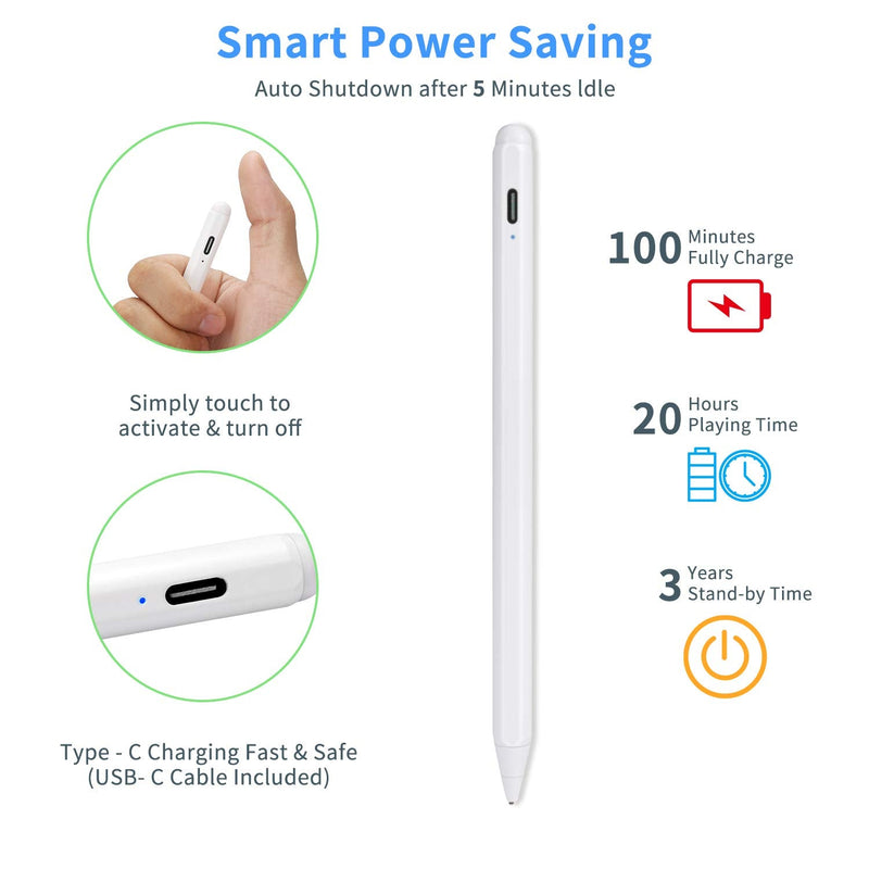 Active Stylus Pencil for Dell 2 in 1 Laptop Pencil, Evach Capacitive High Sensitivity Digital Pencil with 1.5mm Ultra Fine Tip Stylus Pencil for Dell 2 in 1 Laptop Pen, White
