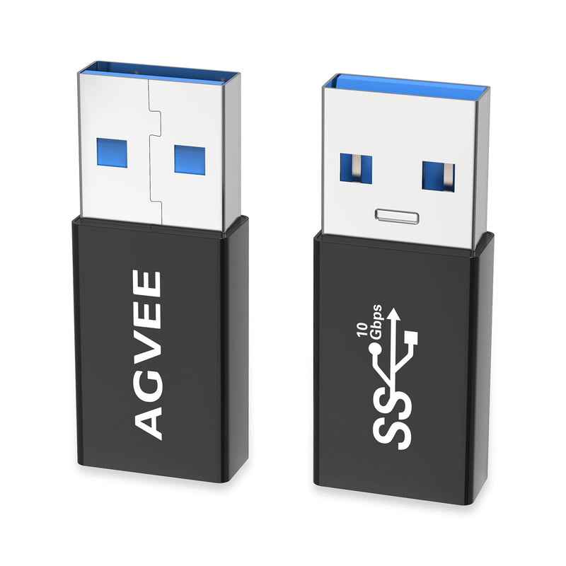 AGVEE [4 Pack] USB-A 3.0 Female to USB-A 3.0 Male Adapter, USB 3.0 Converter Coupler Extension Extender Connector, Black