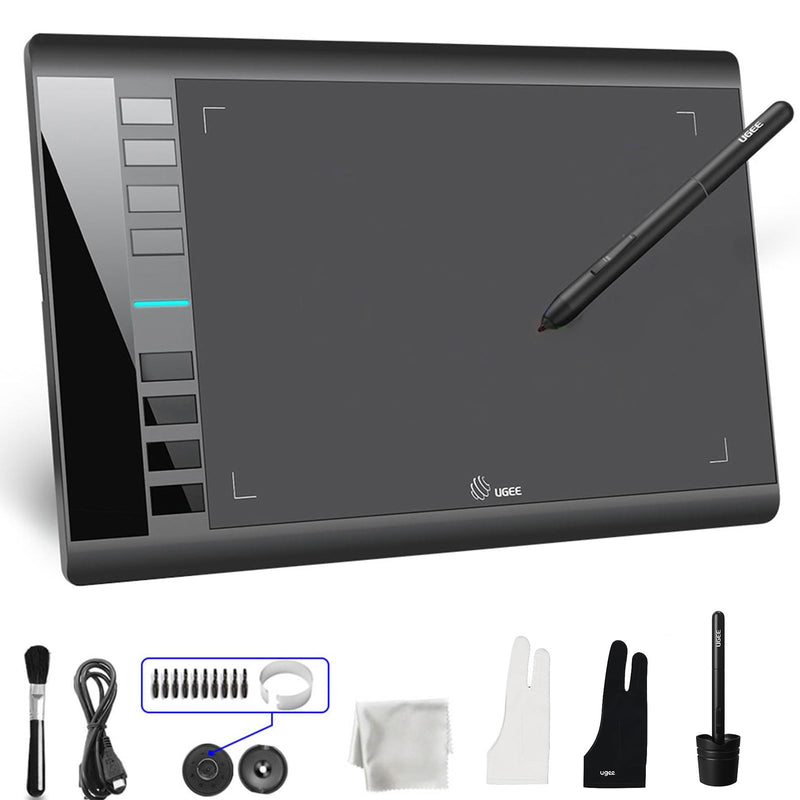 Graphics Drawing Tablet, UGEE M708 10 x 6 inch Large Digital Drawing Pad with 8 Hot Keys 8192 Levels Pen, Graphic Tablets for Computer Graphic Board Creation Sketch for PC/Laptop/Mac OS/Linux/Chrome 10 x 6 inches Wired M708 V3