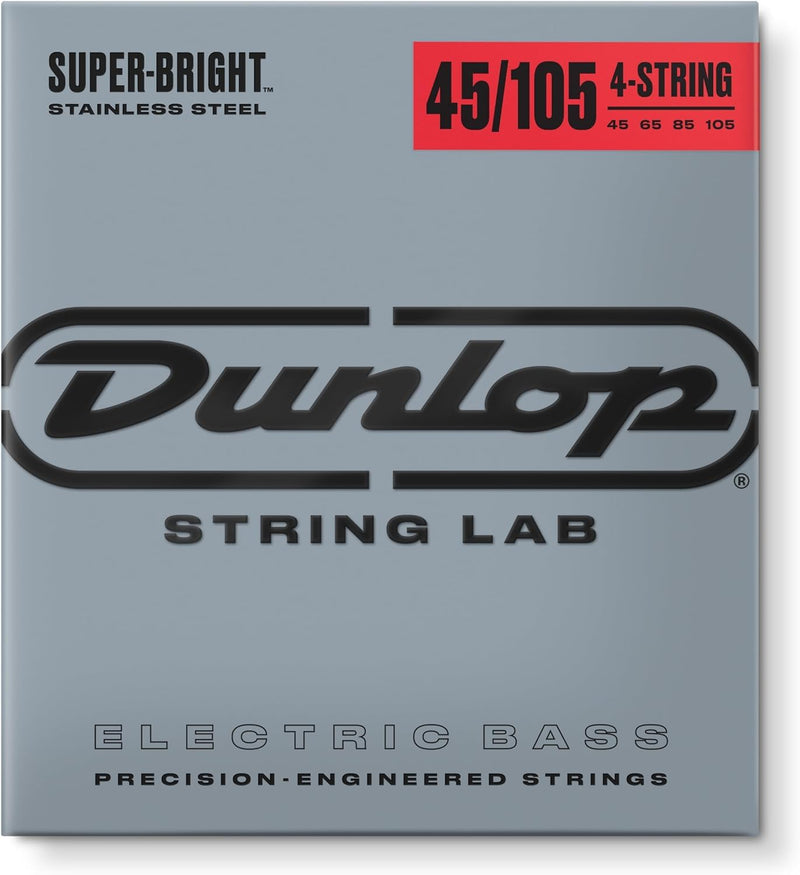 Briskdrop Dunlop DBSBS45105 Super Bright Bass Strings, Stainless Steel, Medium, 045-.105, 4 Strings/Set (2 Pack)