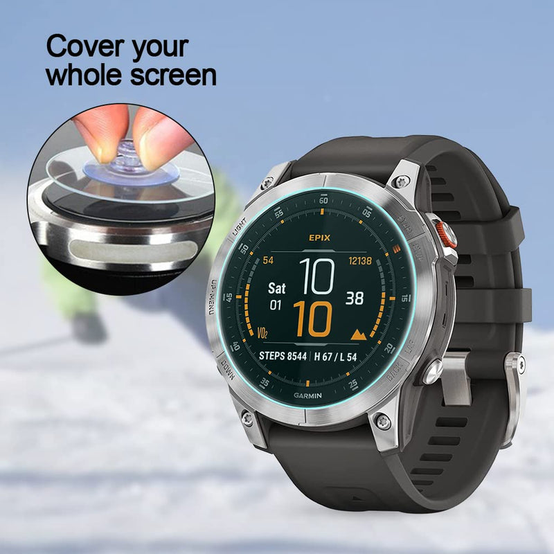 Poyiccot 2Pack Compatible with Garmin epix Gen 2 Screen Protector, 9H Hardness Tempered Glass Screen Protector Compatible With Garmin epix Gen 2 Smartwatch [Full Cover Protective ] [Anti Scratch]