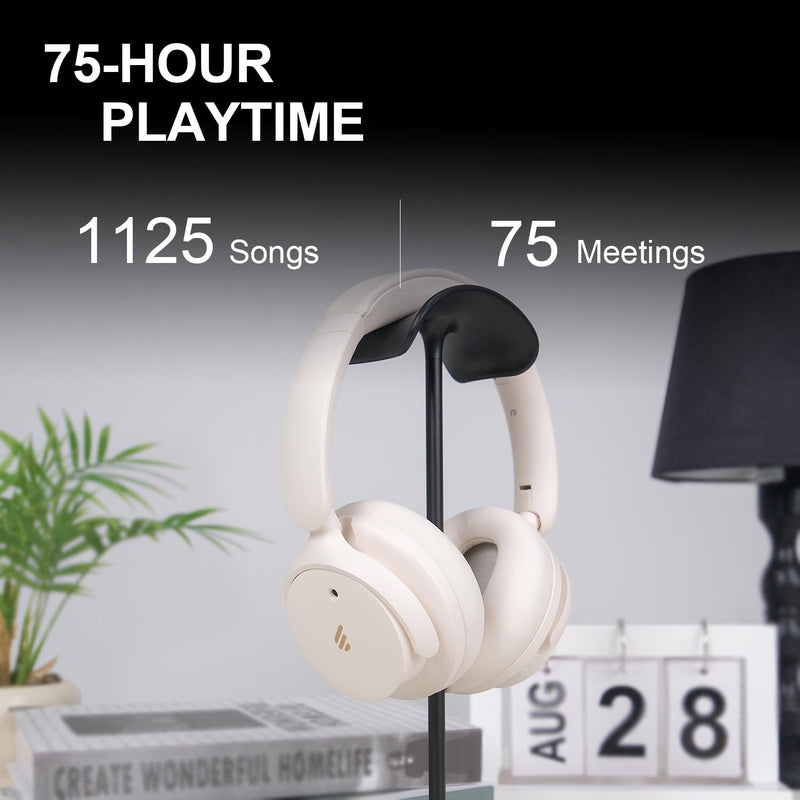 Edifier H9 Bluetooth Headphones with -44dB Hybrid Active Noise Cancelling | 266g Lightweight Comfort Over Ear Wireless Bluetooth Headphones with Foldable Design, Hi-Res Audio, AI Clear Call & Custom EQ White USB-C/Bluetooth 5.4