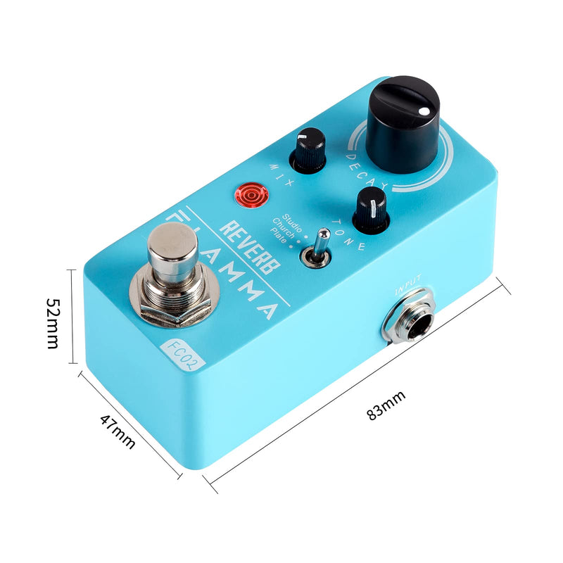 FLAMMA FC02 Mini Reverb Pedal Digital Guitar Pedal with 3 Reverb Effects Church Plate Studio True Bypass FC02 Reverb