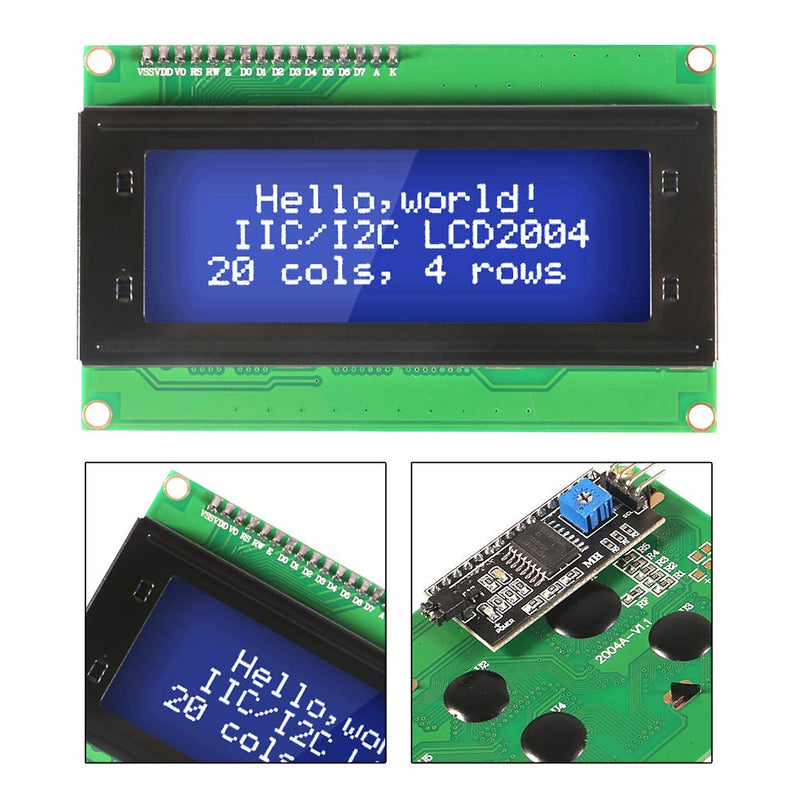 Dorhea 2PCS IIC I2C TWI Serial LCD 2004 20x4 Blue Backlight Module with I2C Interface Adapter Compatible with Raspberry Pi