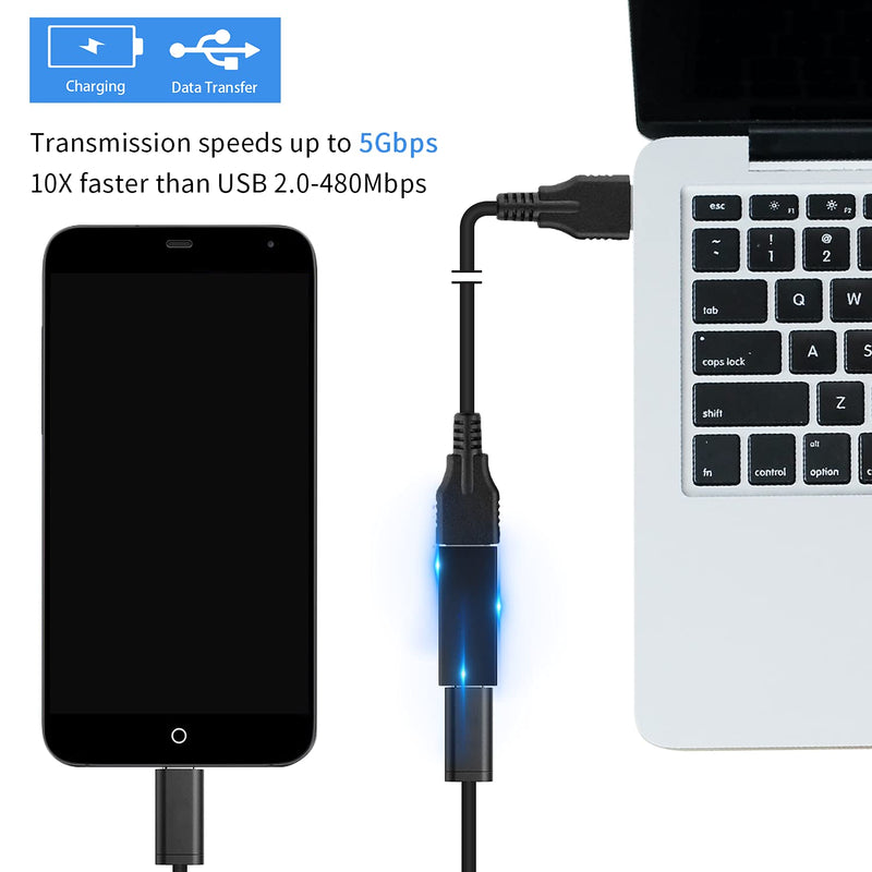 Duttek USB C to USB 3.0 Adapter, USB to USB C Adapter, USB 3.1 USB 3.0 Female to USB C Female Adapter Connector Compatible with iPhone 11,Google Pixel, Huawei etc 2 Pack (Black) Black