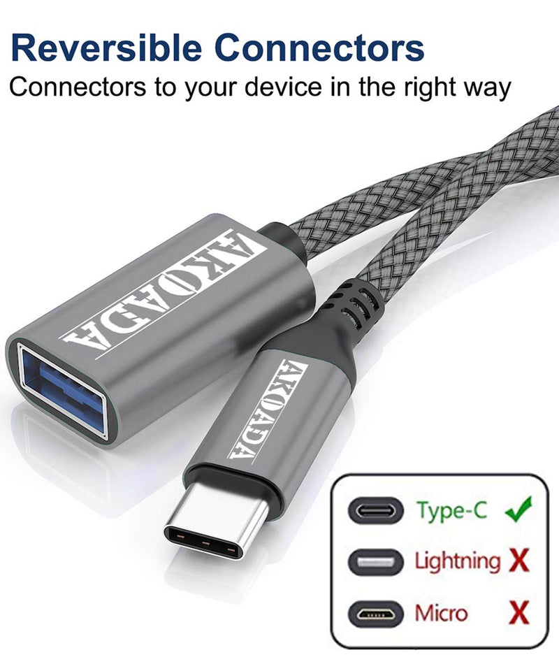 USB C to USB 3.0 Adapter 3.3ft,Type C Male to USB A Female Adapter USB-C to USB Adapter,OTG Cable to USB Adapter Compatible with MacBook Pro 2019 2018 2017, Samsung Galaxy S20 S20+ Ultra S8 S9 Note 10 1Grey