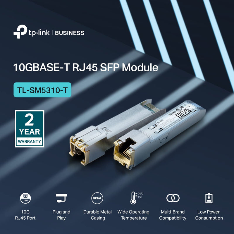 Omada 10G Base-T SFP+ to RJ45 Module, Universal Compatible(SM5310-T) | Hot-Pluggable, Support TX Disable DDM V3.6