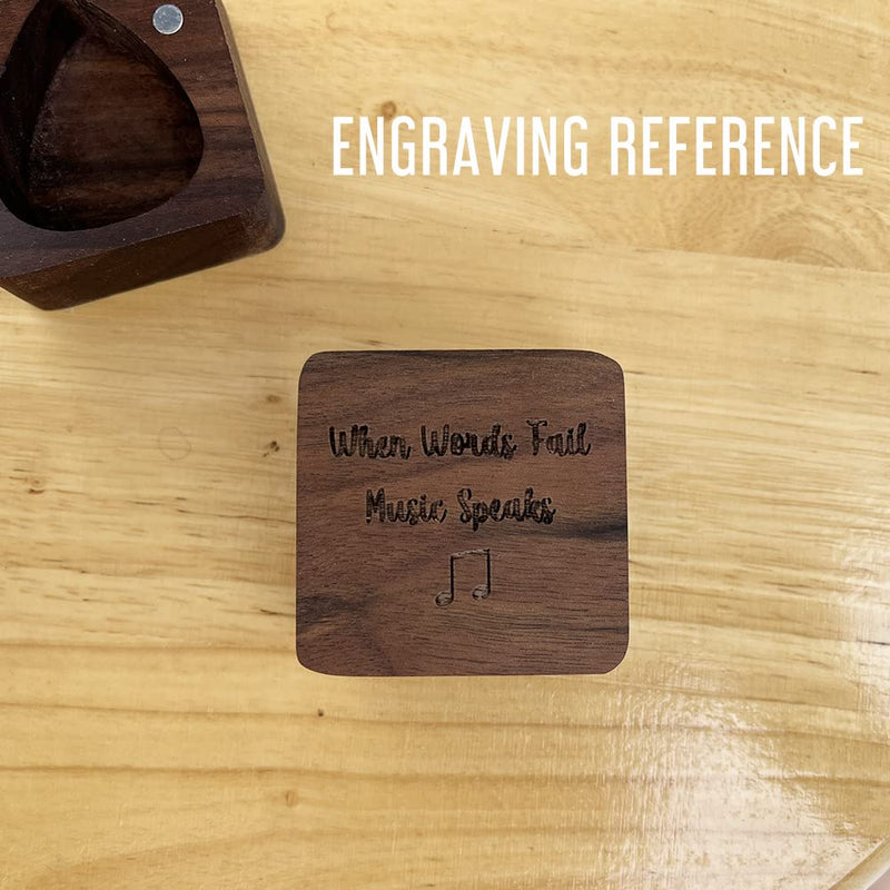 LLERRA When Words Fail Music Speaks, Walnut Guitar Pick Box, Music Quotes Gift for Music Teacher Students, Guitar Gifts for Son Dad Music Lovers,1 Pack, GP-FGL