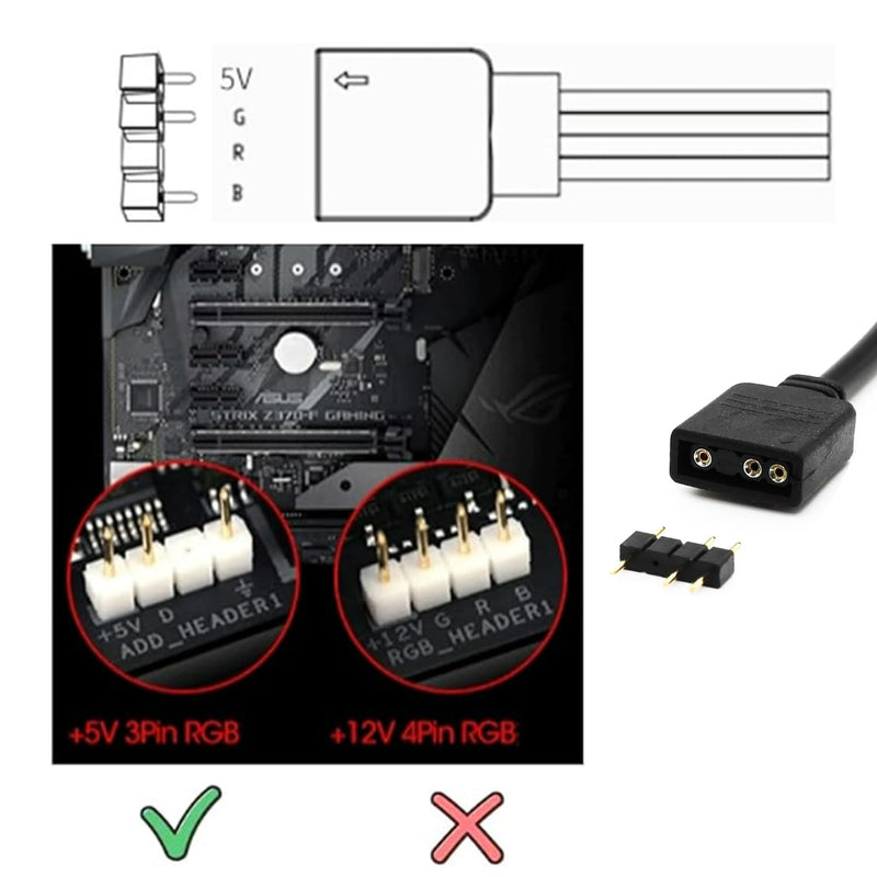 ARGB Splitter Cable?1 to 3, 3-Pin Extension Cable, Allowing F The Connection of Its Addressable ARGB LED Or ARGB Fan Through A Single Motherboard+5V 3-Pin ARGB Connector, 30CM/11.8IN 2Pcs 3 Pin ARGB Cable 1 to3