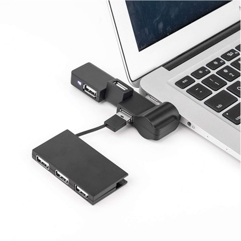 LIXINTIAN USB 2.0 HUB, [90°/180° Degree Rotatable] Mini USB 2.0 Hub 4 Port USB Hub for Notebook, USB Flash Drives, Mobile HDD, Laptop, PC - Black