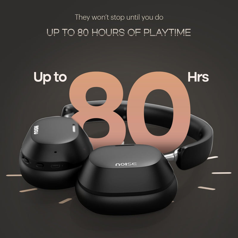 Noise Max 5 Active NoiseCancelling Wireless Headphones, 80Hr Playtime, High Fidelity Acoustics, Light & Foldable, Adaptive ANC, Low Latency, 1 Year Warranty, Perfect for Gaming & Music (Carbon Black) Carbon Black