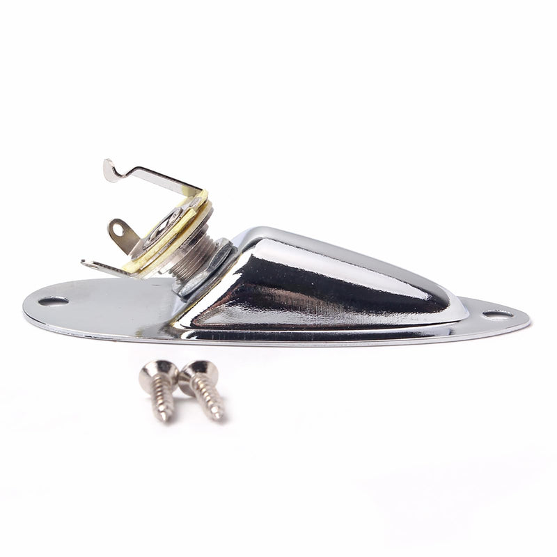 Boat style 1/4 inch Guitar Input Jack Socket Plate Output Loaded parts Guitar Strat jack for Fender Stratocaster Strat St Mono for Electric Guitar Replacement Parts (Chrome) Chrome