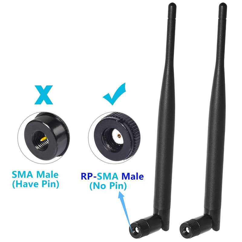 Bingfu Dual Band WiFi 2.4GHz 5GHz 5.8GHz 6dBi MIMO RP-SMA Male Antenna (4-Pack) for WiFi Router Wireless Network Card USB Adapter Security IP Camera Video Surveillance Monitor 4-Pack [RP-SMA] Male Antenna