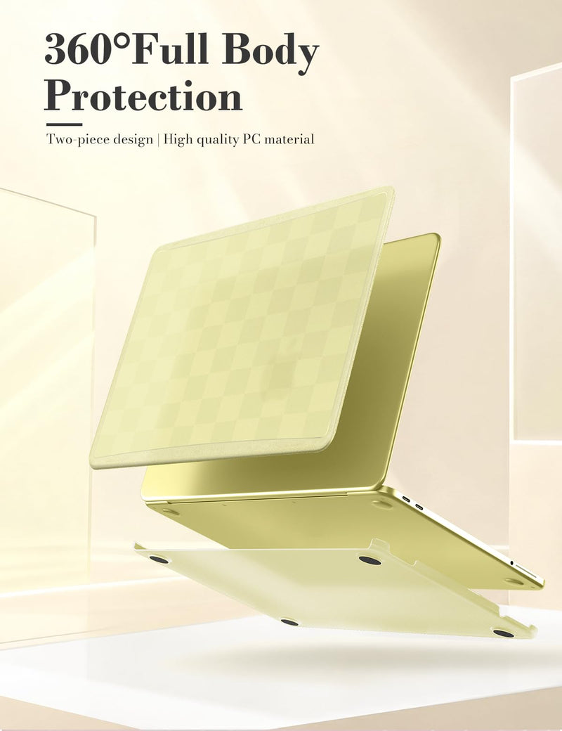 iCasso for MacBook Neo 13 Inch Case 2026 A3404 Citrus Yellow | MacBook Neo 13 Inch Subtle Checkerboard Case, A18 Pro Chip, Keyboard Cover Screen Film