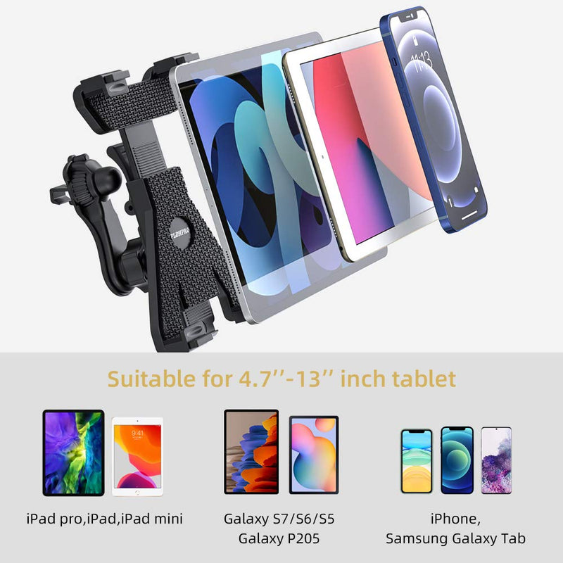 Tablet Holder Car Mount for Apple iPad Samsung Galaxy Tab All 6"-11" Tablets, Cars Air Vent with Dashboard Windshield Strong Suction Cup Mount 360° Rotation Adjustable Telescopic Arm Tablet Holder Big