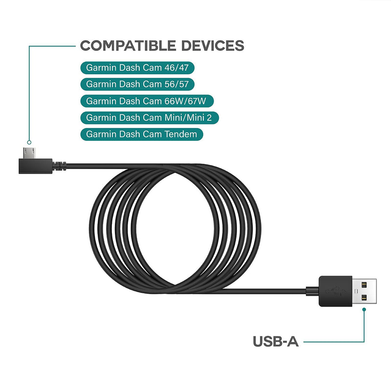 TUSITA Extra Long Power Cable (26ft 8M) - Compatible with Garmin Dash Cam Mini 2, Tandem
