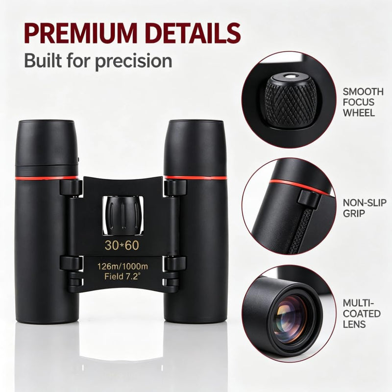 30x60 8High Powered Binoculars for Adults, Camping Gear，Waterproof Compact Binoculars with Low Light Vision for Bird Watching Hunting Camping Travel Cruise Hiking Sports Stargazing。