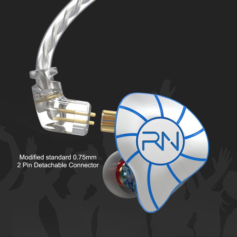 RevoNext in Ear Headphones 4BA+1DD 5 Drivers IEM Earphones HiFi Wired Earphones with Microphone 3.5mm Audio Plug 2 Pin Detachable Cable Gaming Headphones, White