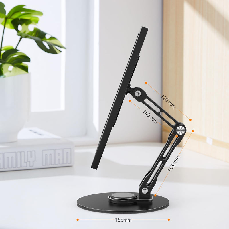 Swivel and Tilt Stand for Echo Show 15, Vesa Monitor Stand, Three-Hinge Adjustable Angle and Height with 360° Rotation Base, Supports Switching Between Landscape and Portrait Screens(Black)