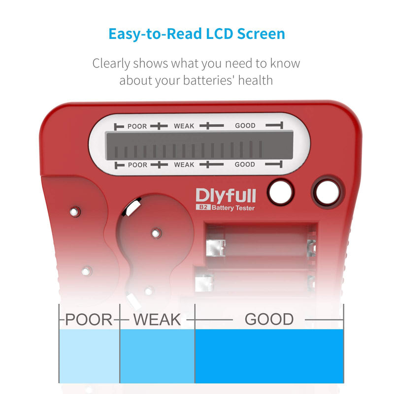 [AUSTRALIA] - Dlyfull Battery Tester, LCD Display Universal Battery Checker for AA AAA C D 9V CR2032 CR123A CR2 CRV3 2CR5 CRP2 1.5V/3V Button Cell Batteries, 1x AAA Batteries Included 