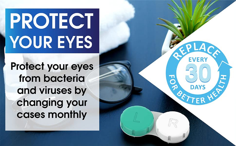 Contact Lens Cases 12 Pack. One Year Bulk Supply. Protect Your Eyes by Changing Your Lens Case Monthly (Green) Green