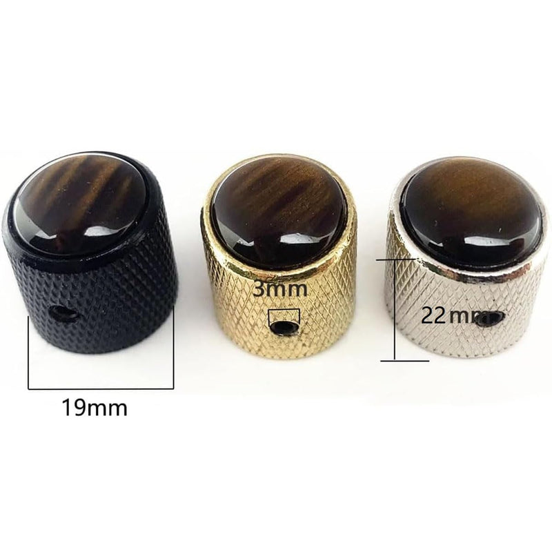 4pcs Amber Top Guitar Dome Knob Volume Tone Control Knobs for Electric Guitar Bass (Black)