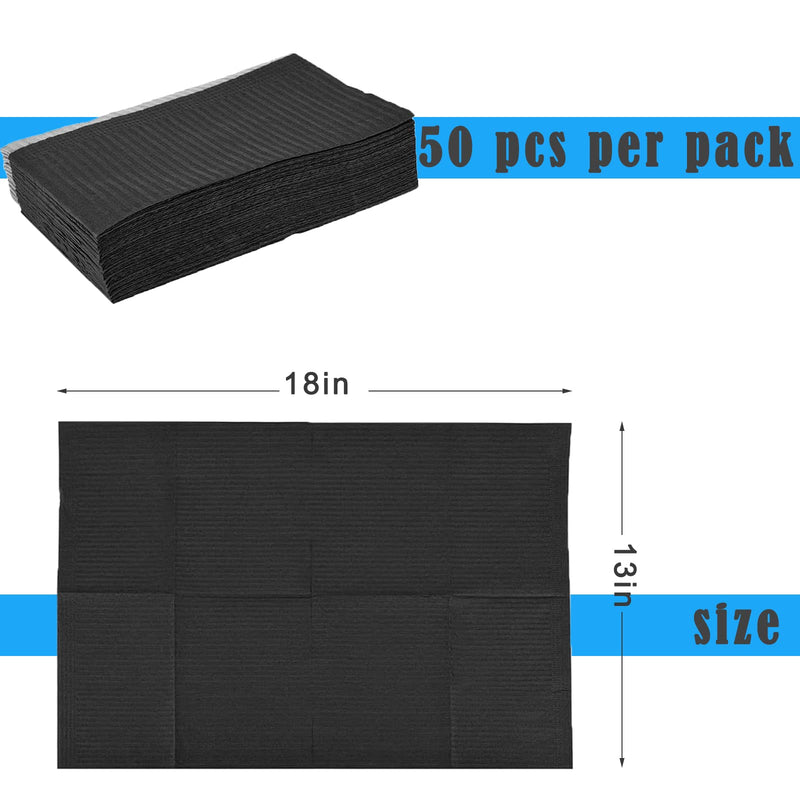 Pack of 50 Black Dental Bibs - LEAYOKA Disposable Waterproof Tattoo Bibs, Tattoo Table Covers Clean Pad Patient Bibs Tattoo Covers Supplies Teeth Dry Schwarz-50pcs