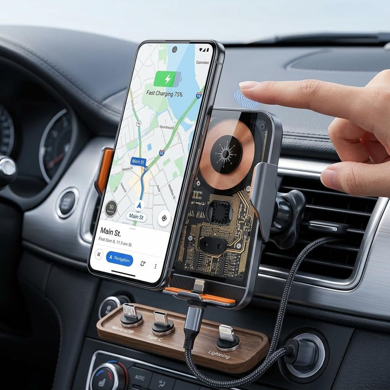 Car Charger, Air Vent Phone Charger Auto Clamping Touch for 4.7 to 7 Inch Phone (C11) C11