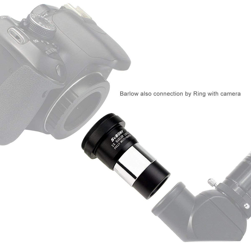 SVBONY Barlow Lens 2X, 1.25 inch Barlow Lens with Multi Coated Broadband Green Film, Telescope Accessories with M42 Thread for Telescope Eyepiece