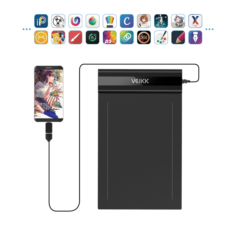 VEIKK S640 Graphics Drawing Tablet,6x4 Incht Portable OSU Tablets | With 8192 Levels Battery-free Stylus Pen, For Drawing,Online class/E-learning/Signature Pad 6 x 4 Inch