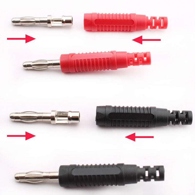 RUNCCI-YUN 10Pcs 4mm Banana plug Solder DIY Banana Plug Male Connectors Adapters for Multimeter Test Leads Probes(Black/Red)