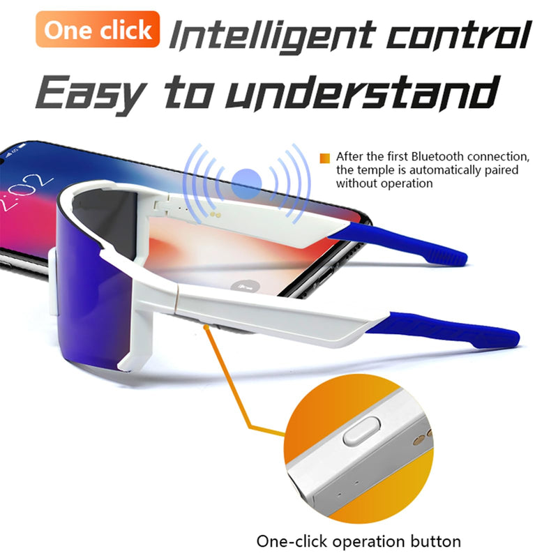 Yihou Smart Glasses Bluetooth Sunglasses Cycling Glasses with Open Ear Speaker Answer Calls for Outdoor Activities Greenpurple-black