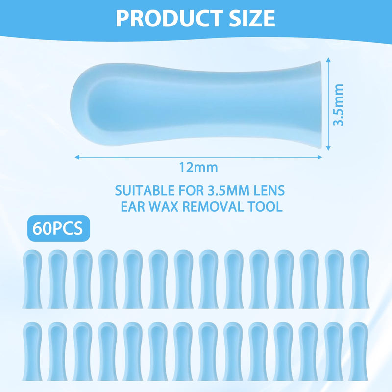 Pack of 60 silicone ear cleaner heads, earwax remover replacement tips made of silicone, silicone ear spoon replacement tips for earwax removal otoscope, suitable for teenagers and adults