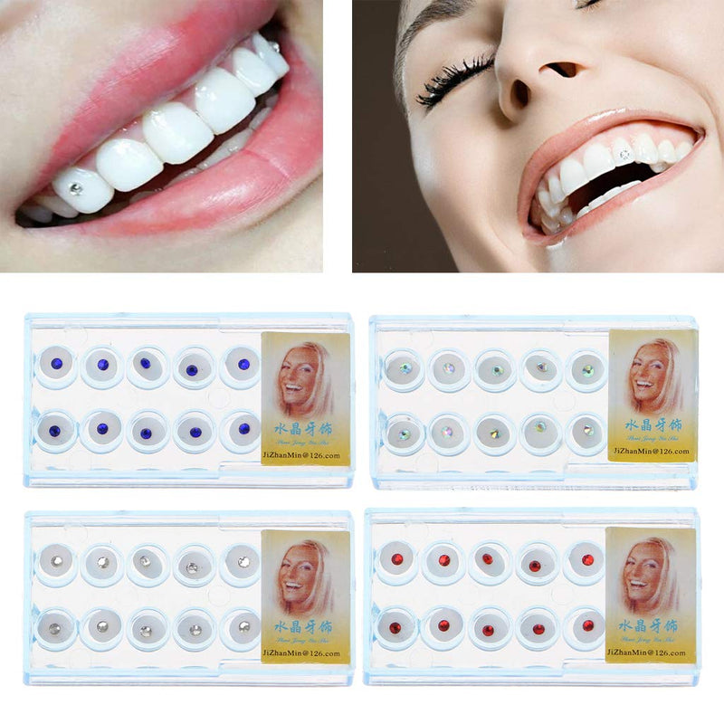 YO-HAPPY Box of 10 / Box 2 mm Dental Colourful Crystal Tooth Fashion Jewellery Gemstone Decoration with Box