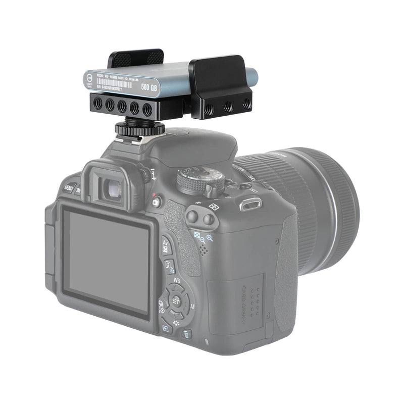 CAMVATE Universal SSD Holder Clamp Adjustable Width (33mm ~ 60mm) with 1/4"-20 Mounting Points & Shoe Mount Connector - 3011