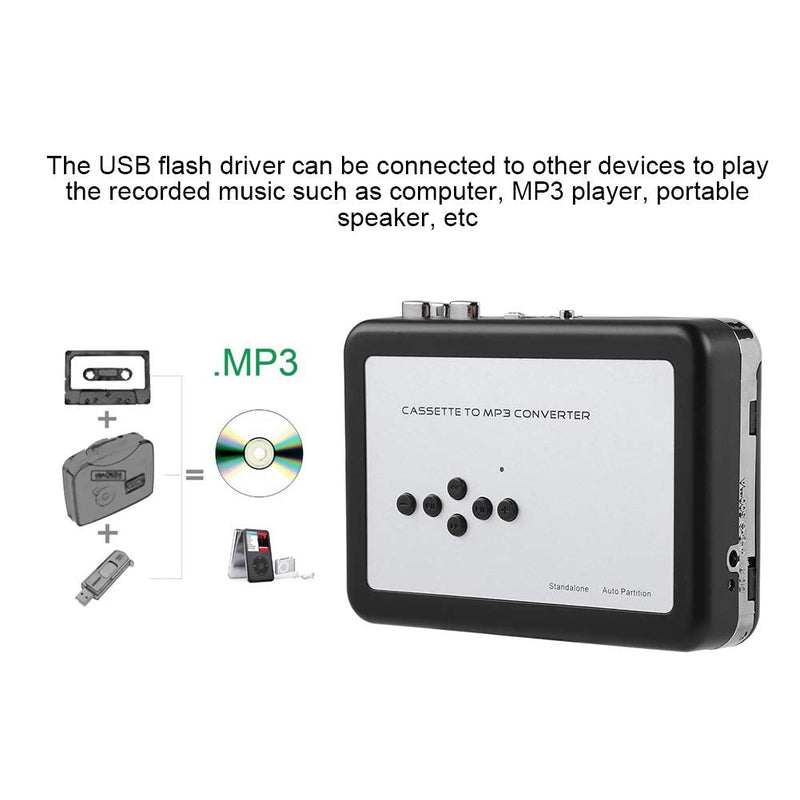 Portable Cassette Player Recorder Converter, Cassette to MP3 Converter USB Flash Drive Capture Audio Music Player