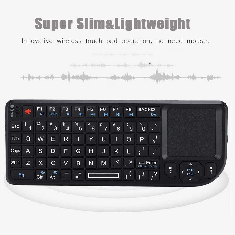 2.4GHz Wireless Touchpad Keyboard, RT-MWK02 Rechargeable Ultra-Thin Mini USB Backlit Keyboard for HTPC, for PS3/for PS4, 360 and ONE