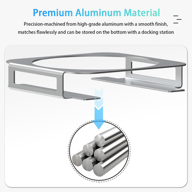 IFCASE Aluminum Desktop Mount Stand for Mac Studio, Silver | Improved Cooling, Desk Organization